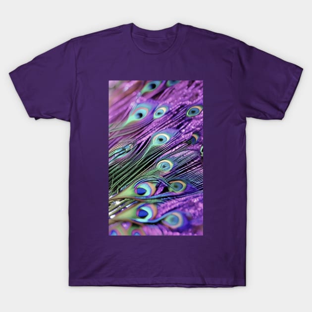 Peacock Feathers & Glitter T-Shirt by PurplePeacock